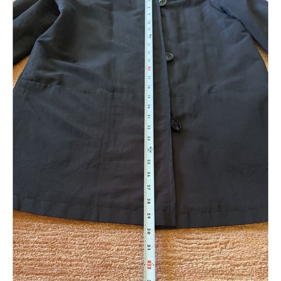 Portrait Black Reversible Hooded Rain Jacket Leopard Print Pockets Women S - Picture 2 of 7